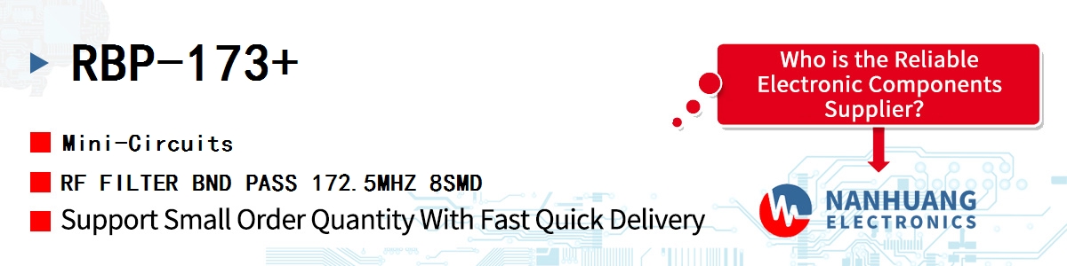 RBP-173+ Mini-Circuits RF FILTER BND PASS 172.5MHZ 8SMD
