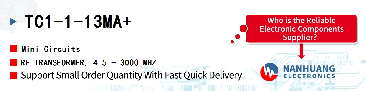 TC1-1-13MA+ Mini-Circuits RF TRANSFORMER, 4.5 - 3000 MHZ