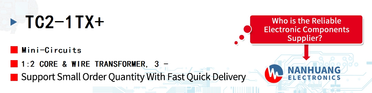 TC2-1TX+ Mini-Circuits 1:2 CORE & WIRE TRANSFORMER, 3 -